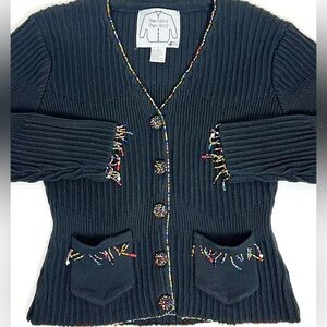 Vintage 90’s Y2K Beaded V Neck Sweater Cardigan
